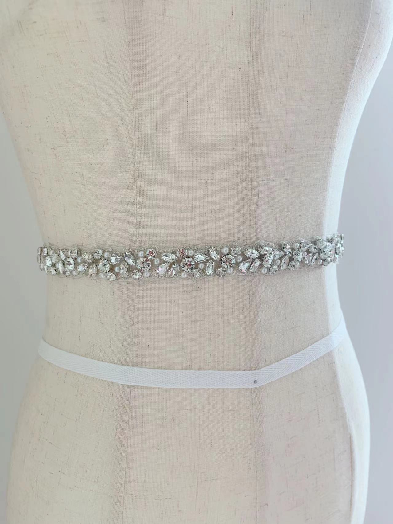 Sew On Rhinestone - 1 Yard/5 Yards Gümüş Kristal İnci
