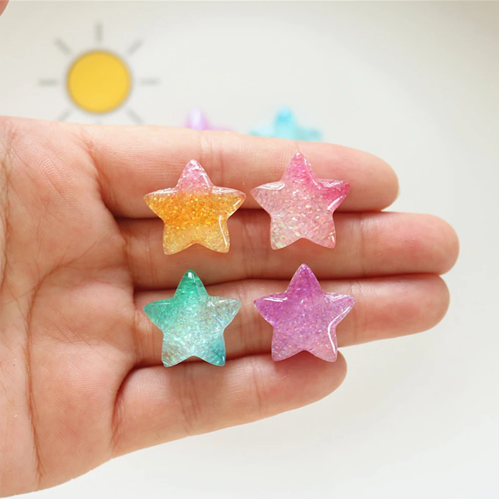 Christmas Craft Embellishment - 10 adet degrade yıldız serisi reçine