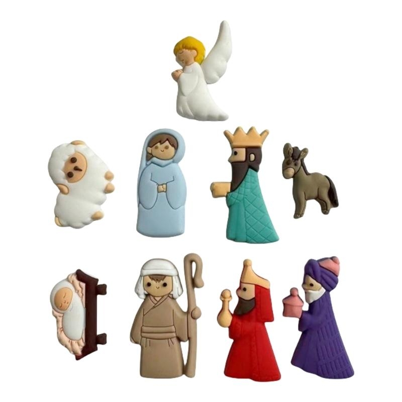 Christmas Craft Embellishment - G6kf 9pcs/set doğum sahne yamaları pvc