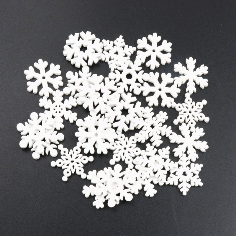 Christmas Craft Embellishment - 20 adet Ahşap Noel Kar Tanesi