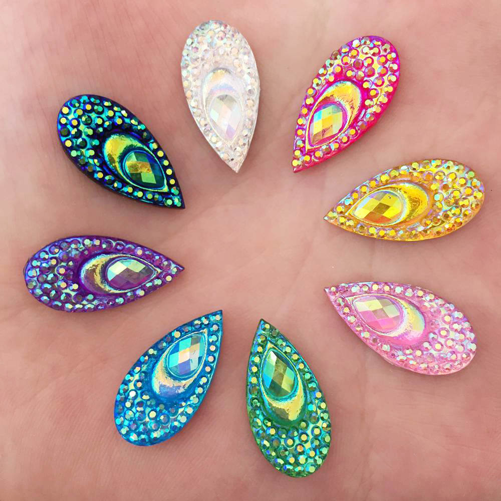 Embellishment Glue Craft - 40 adet reçine 10*20mm gözyaşı tavuskuşu
