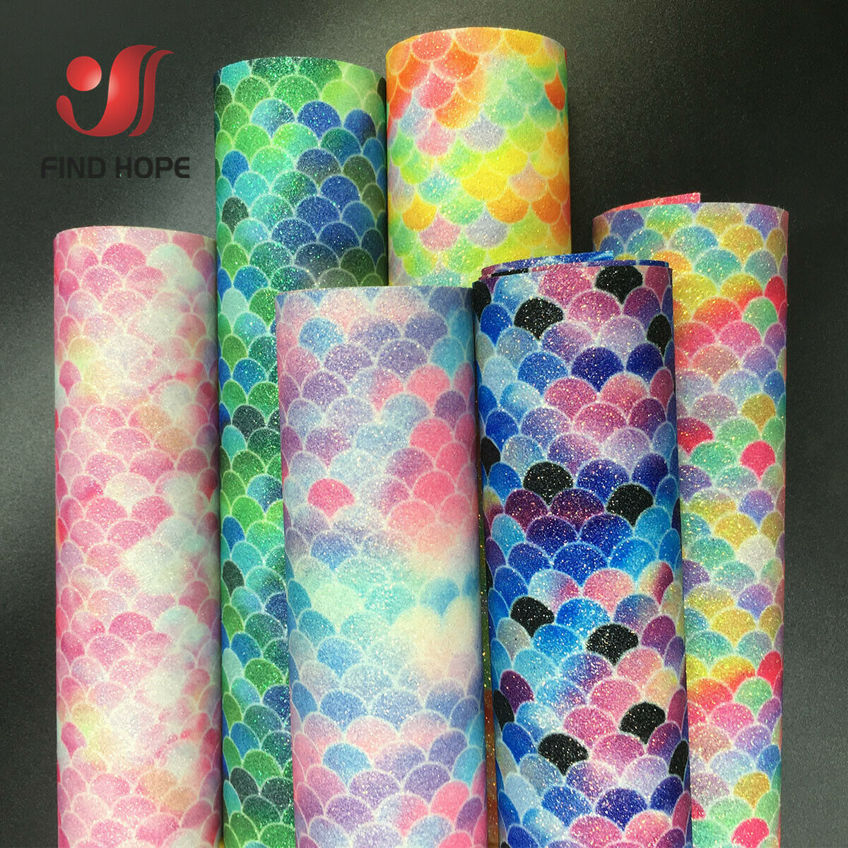 Glitter Vinyl Roll - Mermaid gökkuşağı yanardöner köpüklü Glitter kumaş