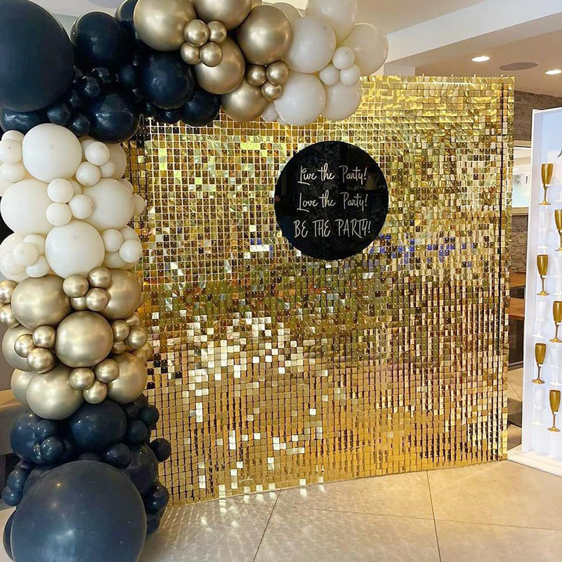 Sequin Fabric Panel - 6-27 Adet Açık Altın Simli Duvar