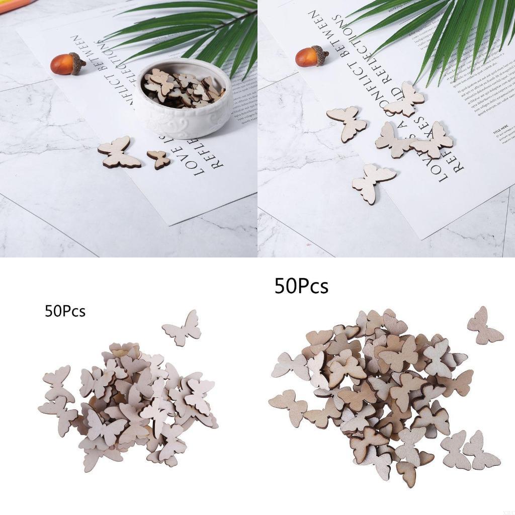 Christmas Craft Embellishment - Kelebek şekil ahşap dilimler için 50