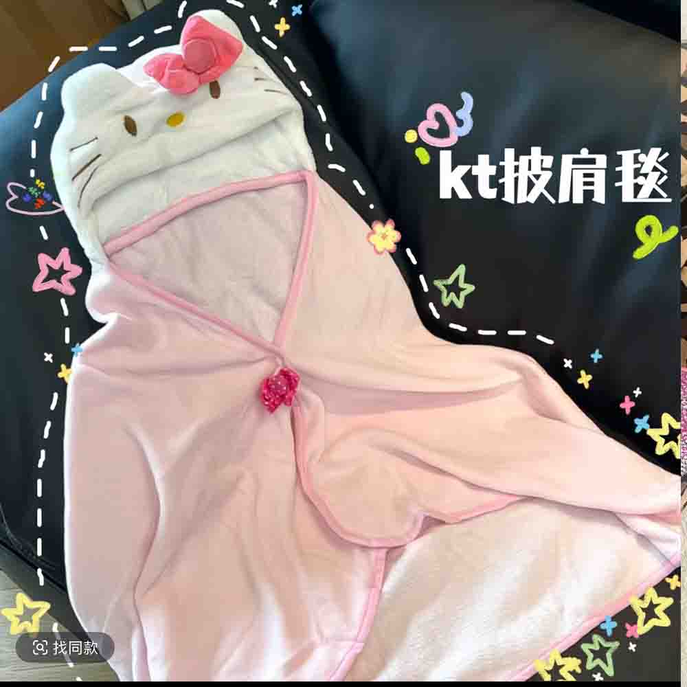 Embellish Knit - Sevimli Hellokitty Pelerin Şal Klima Battaniyesi