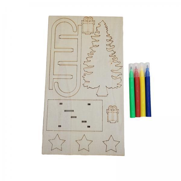 Christmas Craft Embellishment - 3x Kendin Yap Ahşap El Sanatları