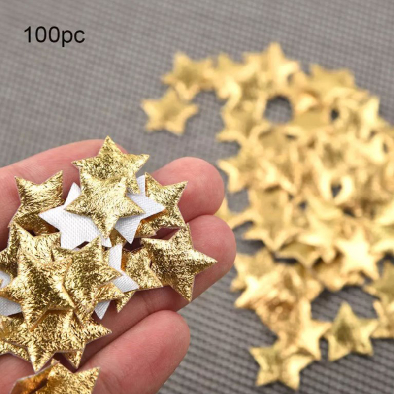 Christmas Craft Embellishment - 100 adet altın/gümüş yıldız noel partisi