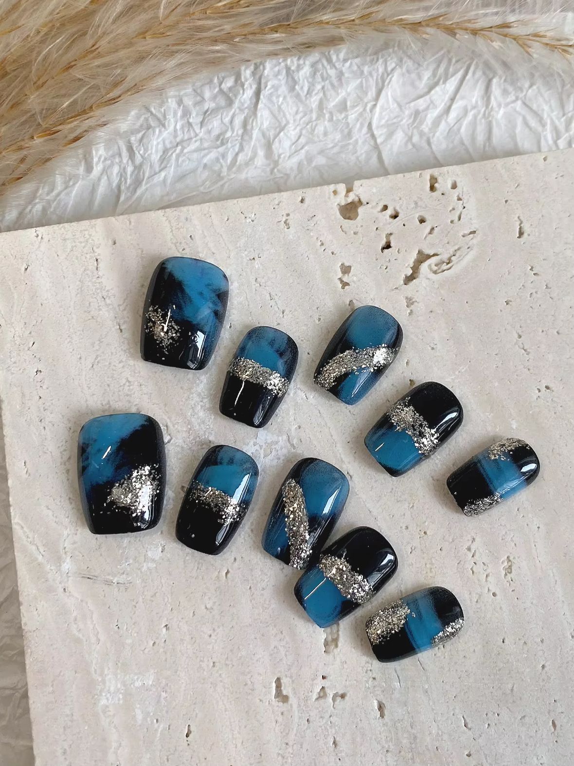 10'lu Paket Mavi-Siyah Simli G - Glitter Vinyl Roll incelemesi ve fiyatı