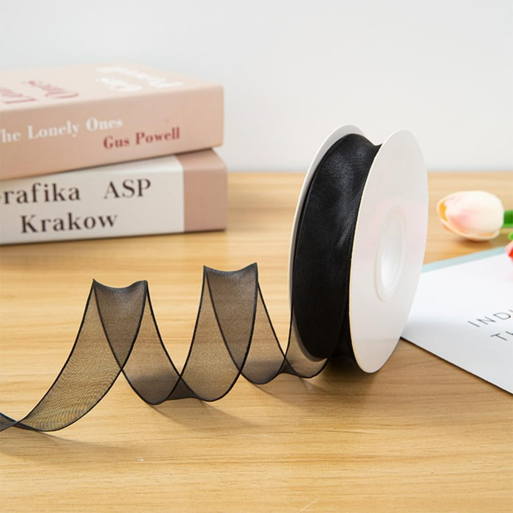 1 inç Siyah Organze Kurdele Ka - Organza Ribbon Spool incelemesi ve fiyatı