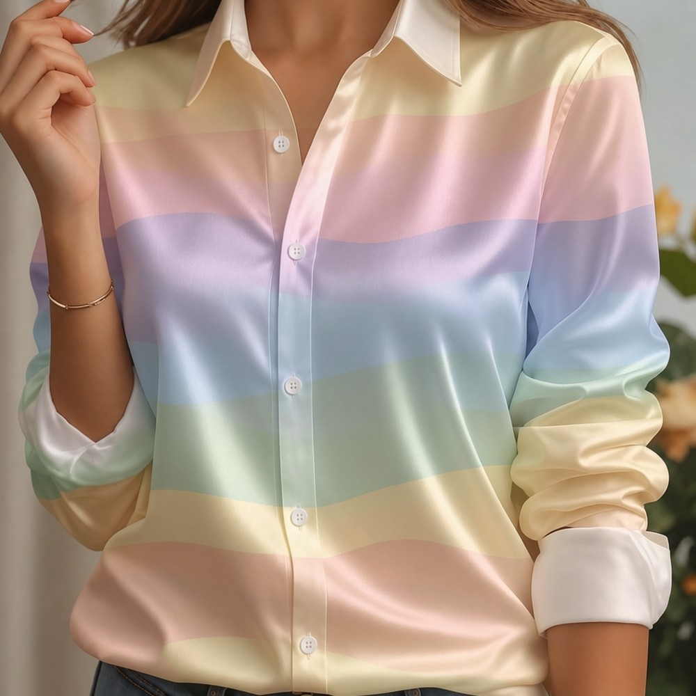 Kadın Saten Yaka Gömlek Pastel - Embellish Knit incelemesi ve fiyatı