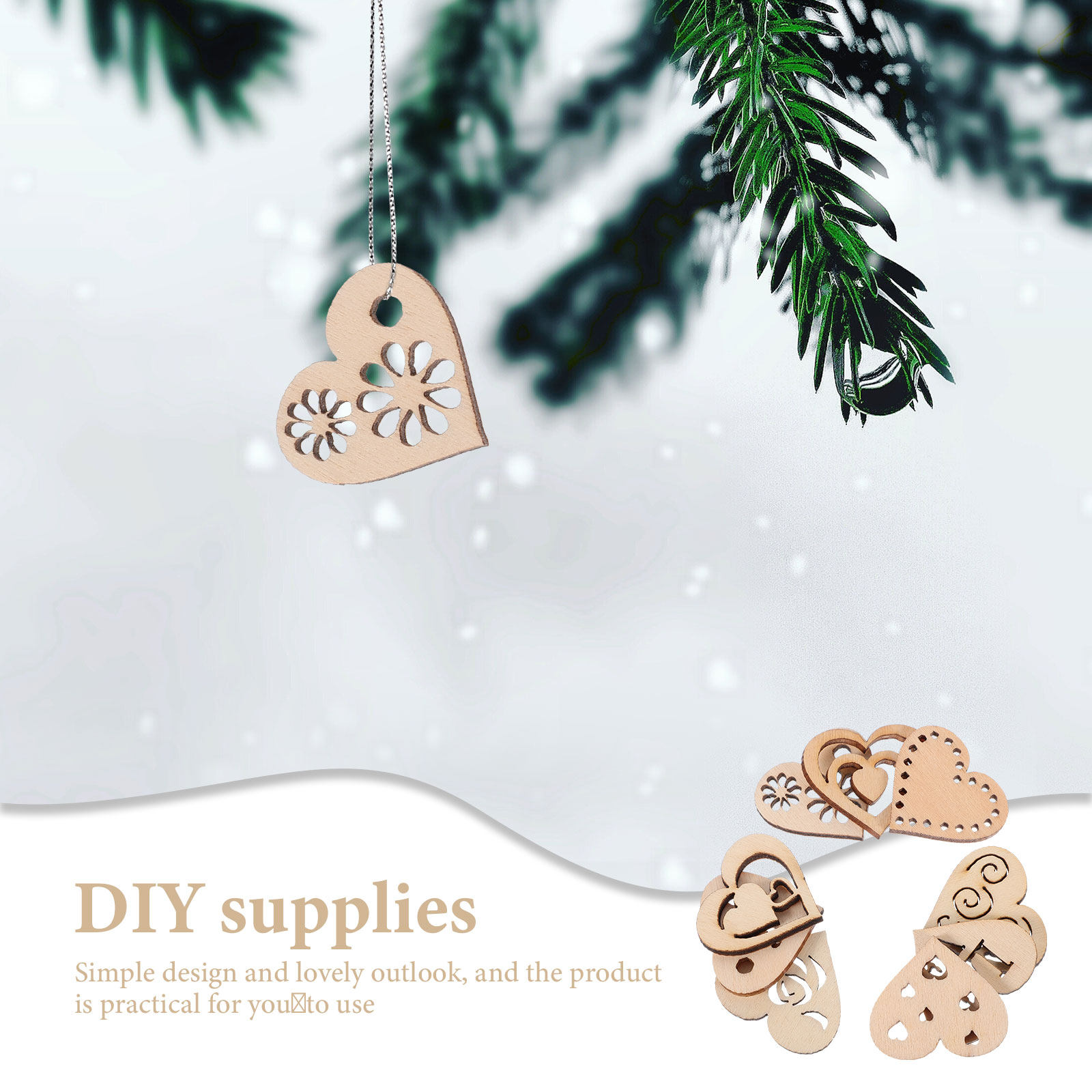 1 takım ahşap kalp dilimleri a - Christmas Craft Embellishment incelemesi ve fiyatı